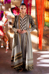3 Piece Unstitched Gold Printed Lawn Suit CL-52401 B