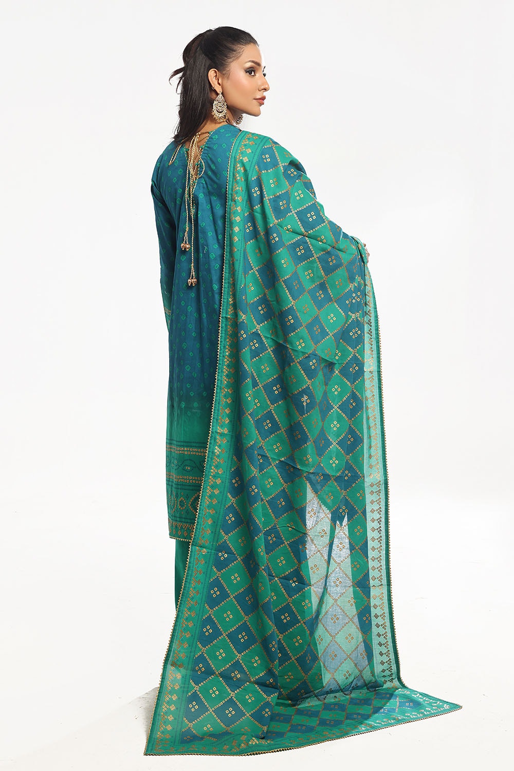 3 Piece Unstitched Gold Printed Lawn Suit