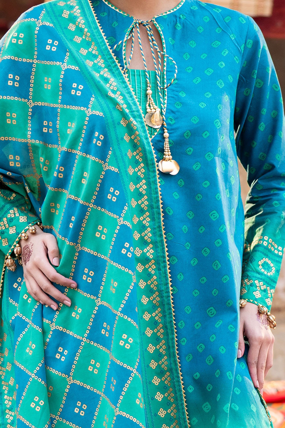 3 Piece Unstitched Gold Printed Lawn Suit