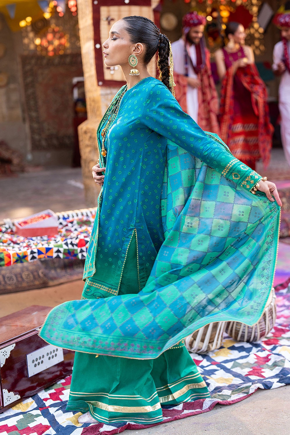 3 Piece Unstitched Gold Printed Lawn Suit
