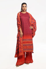 3 Piece Unstitched Gold Printed Lawn Suit CL-52410 B