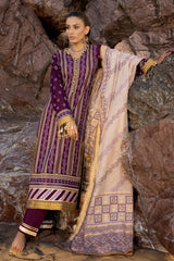 3 Piece Unstitched Zari Embroidered Lawn Suit with Gold Printed Lawn Dupatta  CL-52413