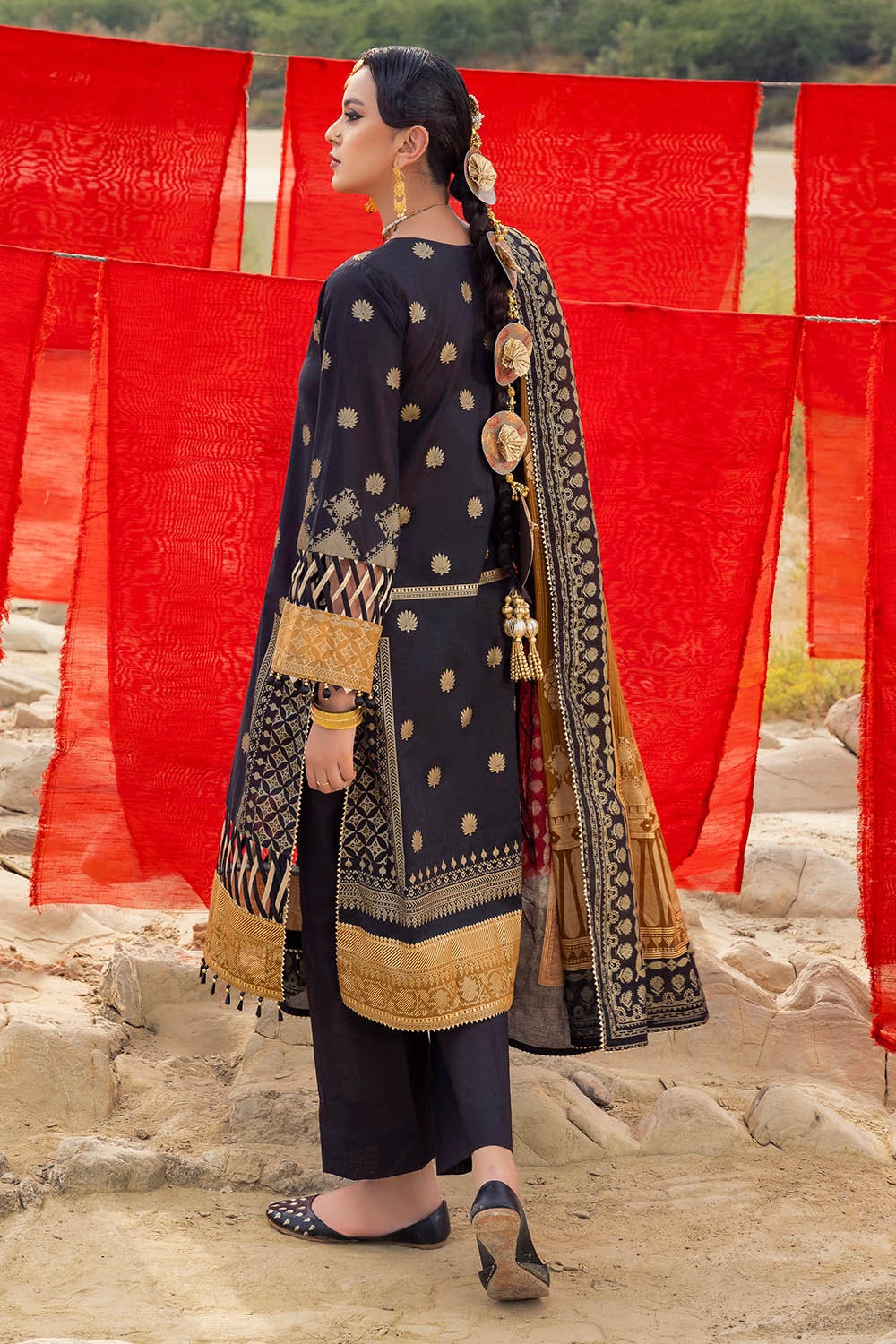 3 Piece Unstitched Gold Printed Lawn Suit CL-52120-A