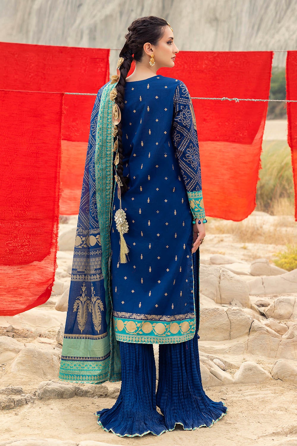 3 Piece Unstitched Gold Printed Lawn Suit CL-52124-B