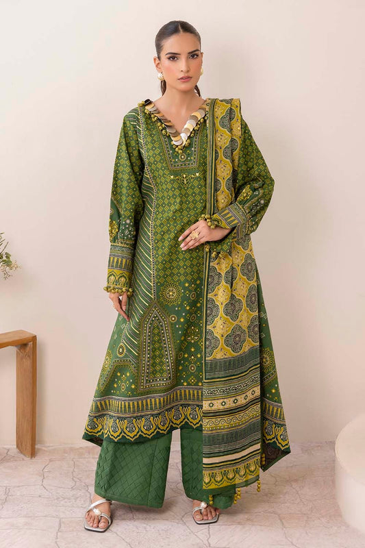 3 Piece Unstitched Gold Printed Lawn Suit CL-52635