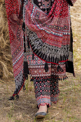 3 Piece Unstitched Embroidered Gold Printed Lawn Suit CL-52636