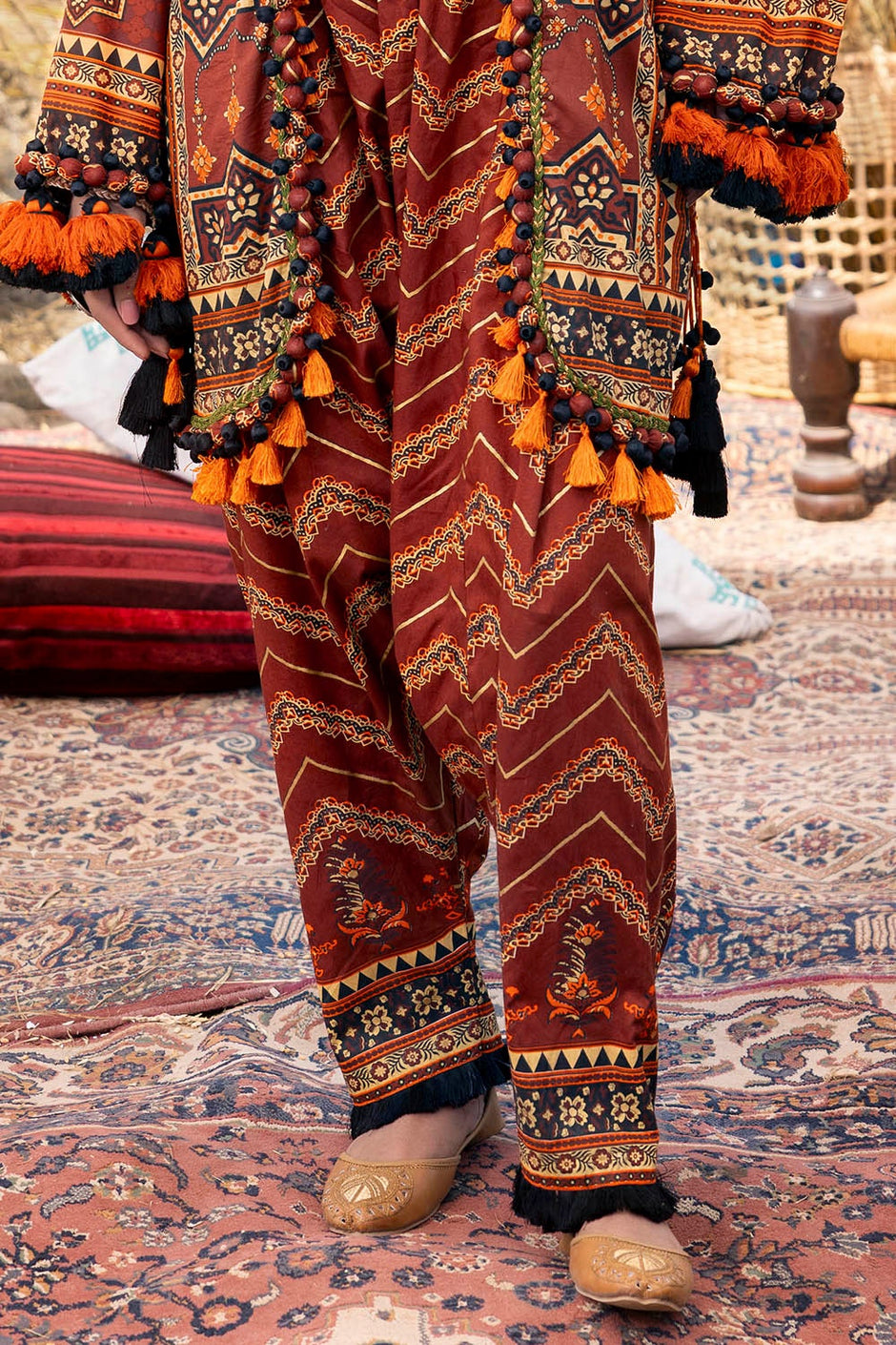 2 Piece Unstitched Gold Printed Lawn Suit