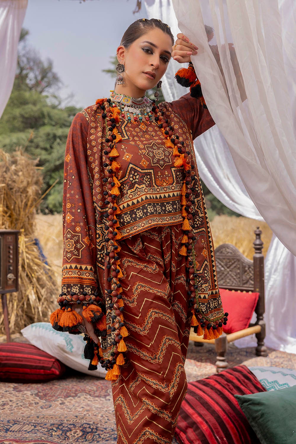 2 Piece Unstitched Gold Printed Lawn Suit TL-52144
