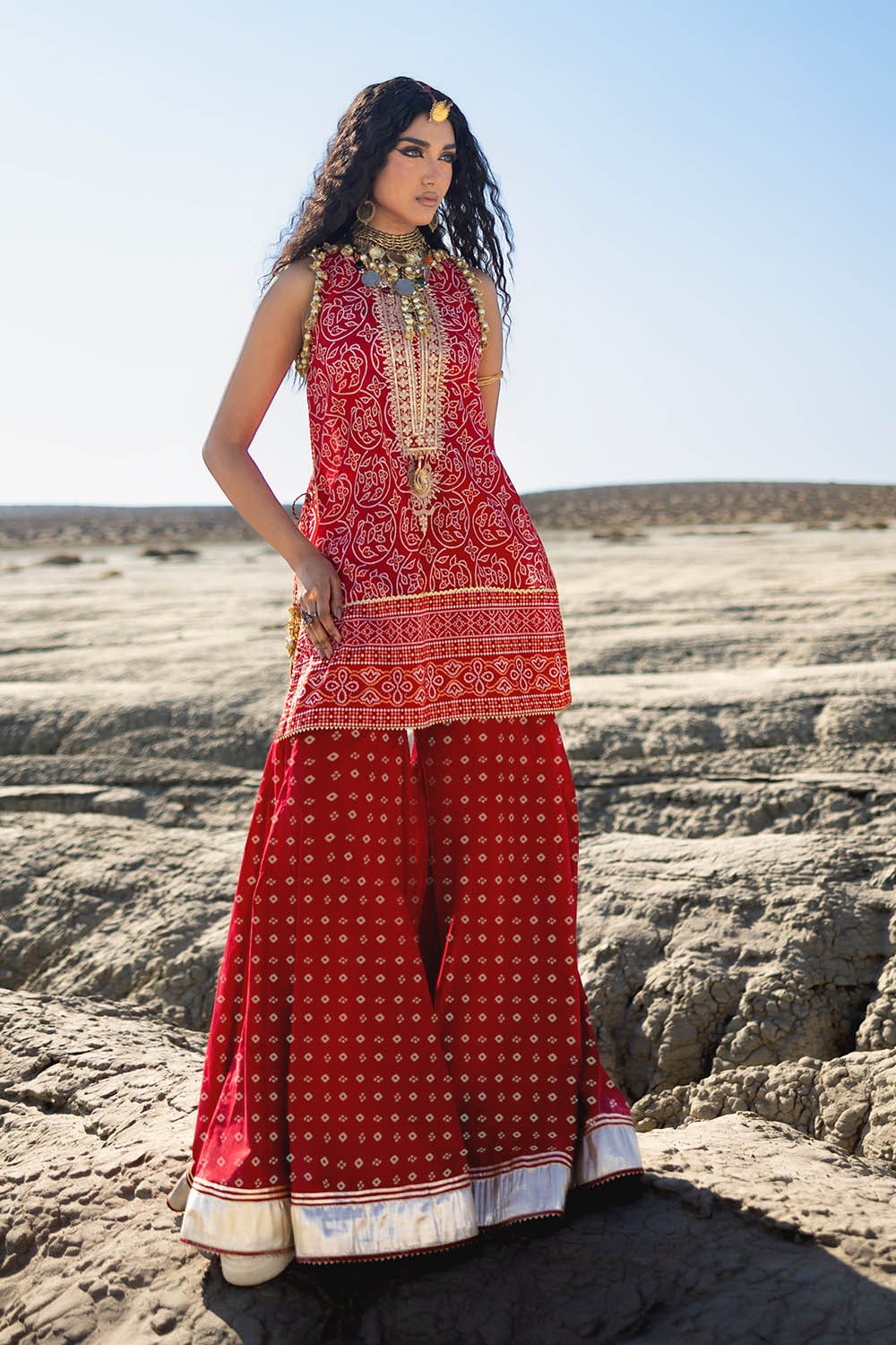 2 Piece Unstitched Embroidered Gold Printed Lawn suit TL-52031