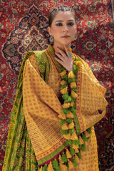 3 Piece Unstitched Gold Printed Lawn Suit CL-52624