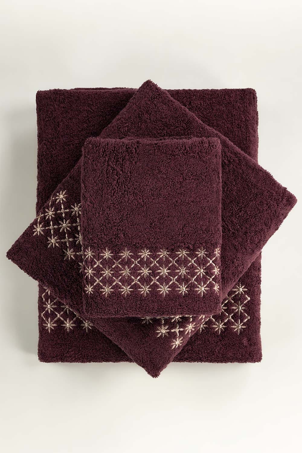 Grape Combed Embroidered 3 Pcs Towel Set