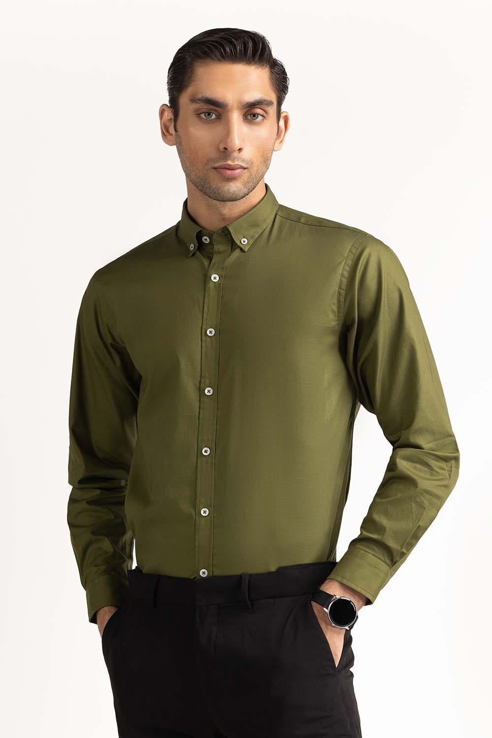 Green Basic Formal Shirt MN-FS-PD23-005