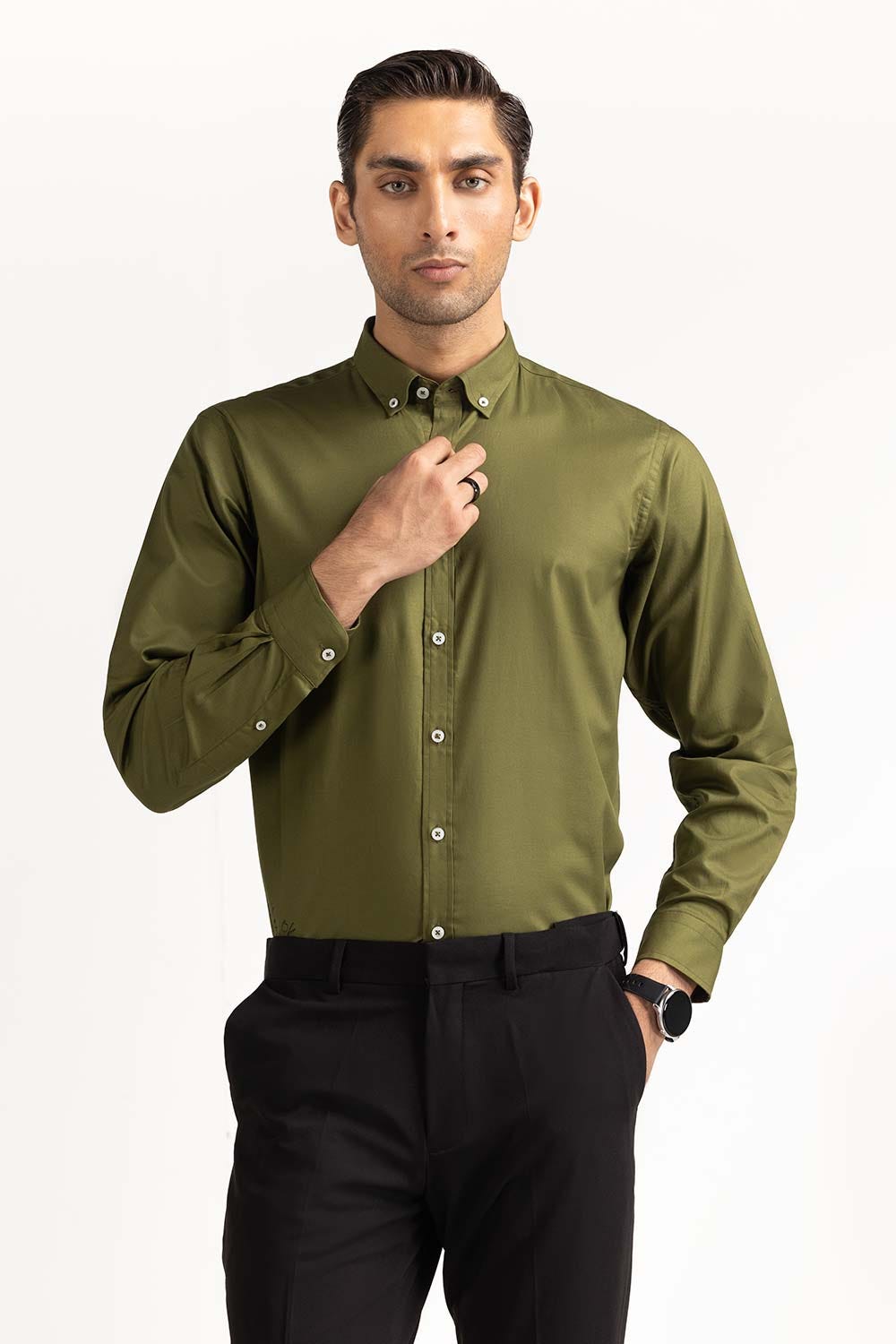Green Basic Formal Shirt MN-FS-PD23-005