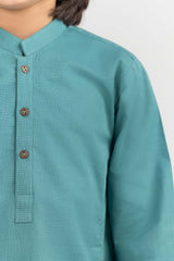 Green Basic Kids Kurta KR-KPLN22-005