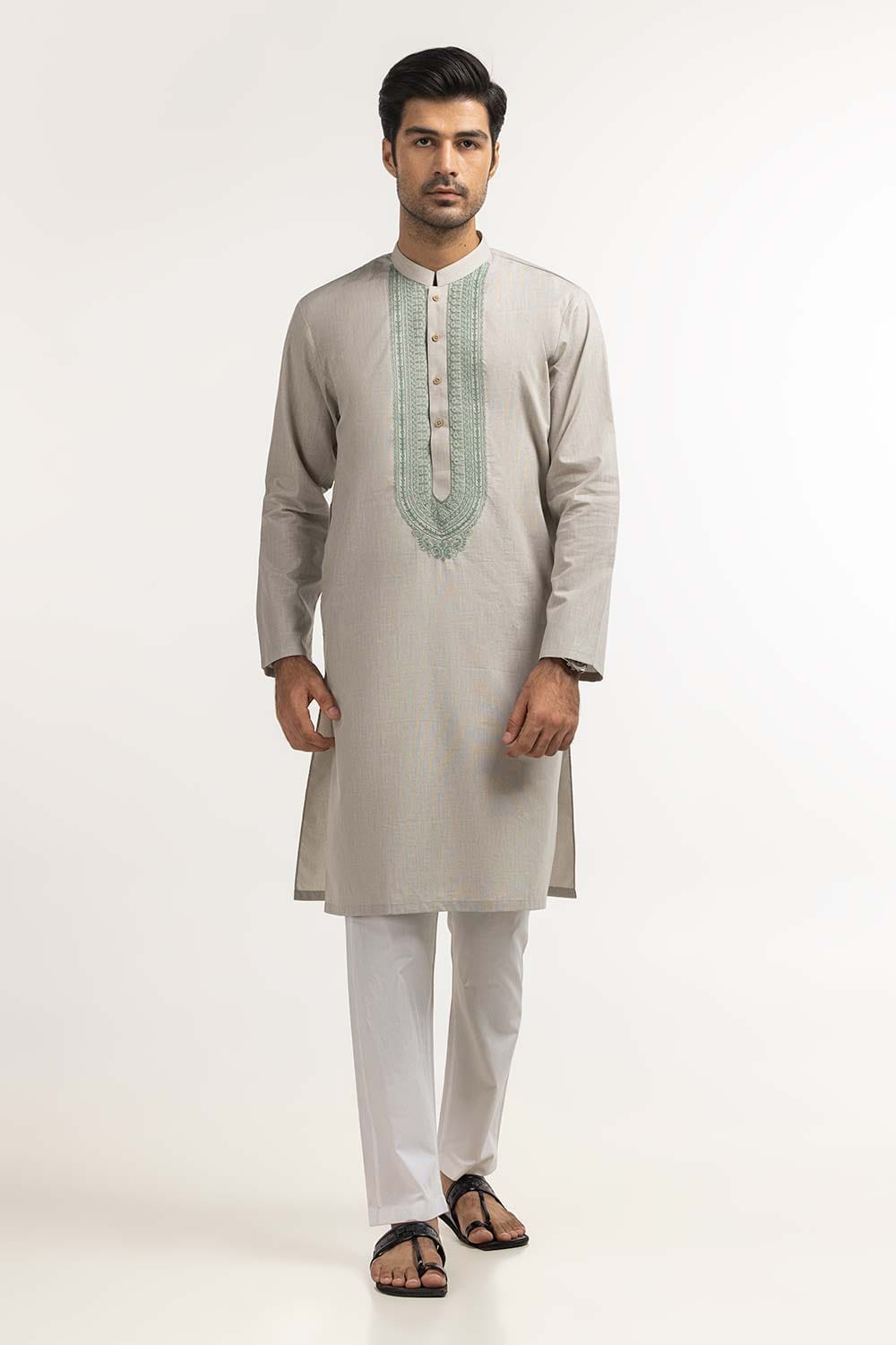 Green Embroidered Kurta