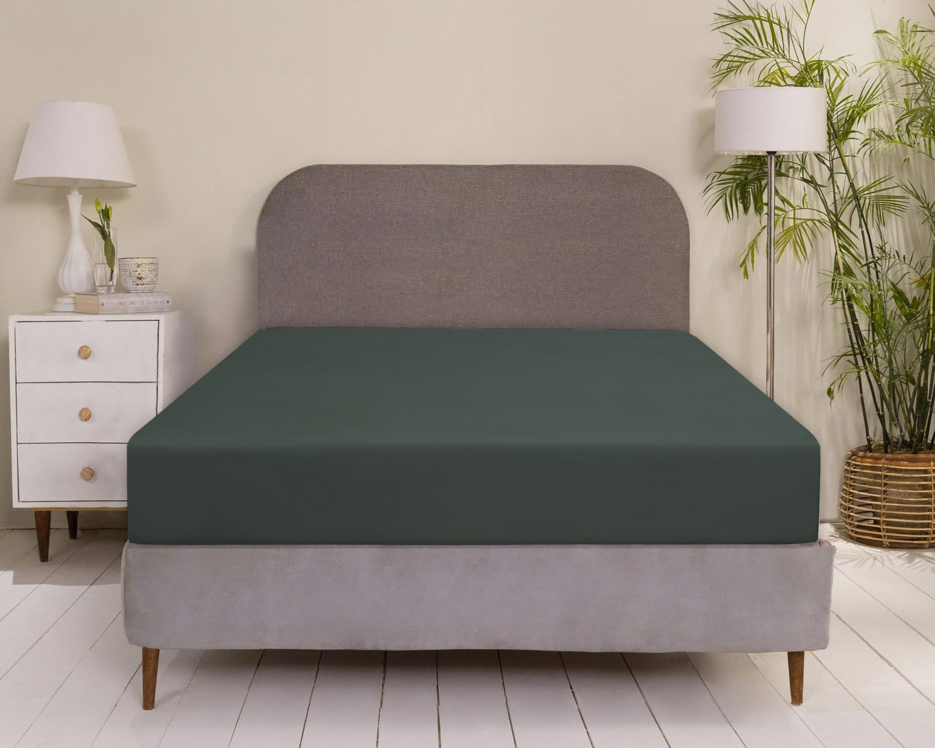 Green Forest Water Repellent Jersey Fitted Sheet