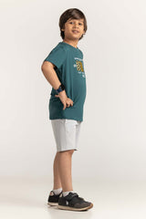 Green Junior Boy Knit Printed Tee JB-TS-SS24-025