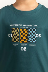 Green Junior Boy Knit Printed Tee JB-TS-SS24-025