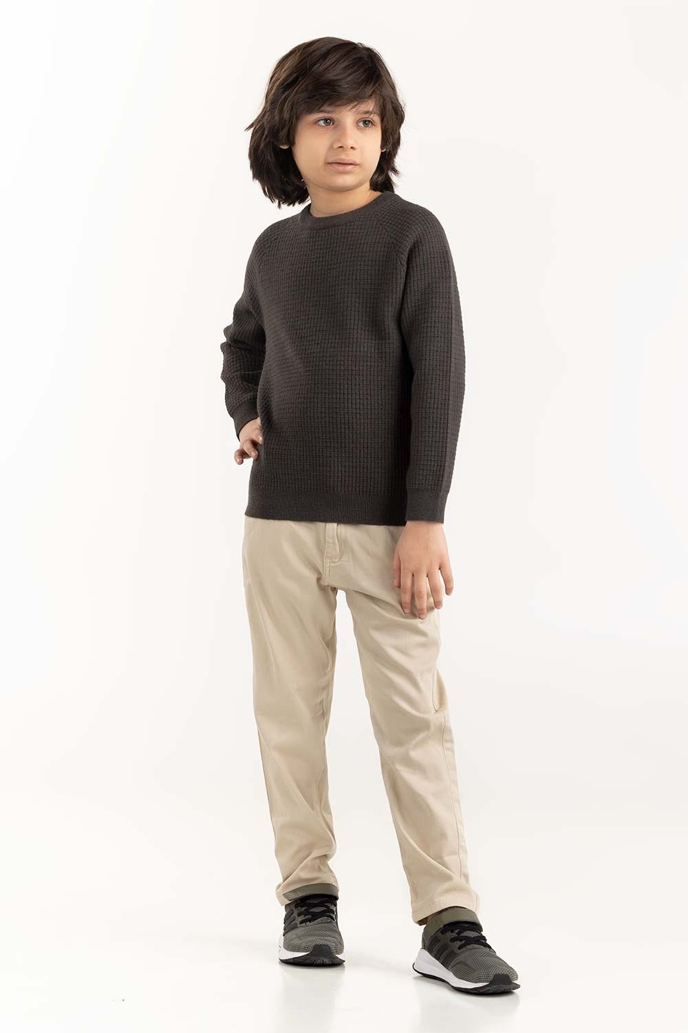 Junior Boy Green Knit Sweater 224-311-010