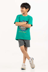 Toddler Boy Green Printed Knit Top TBKT-2210020