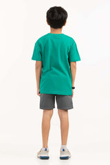 Toddler Boy Green Printed Knit Top TBKT-2210020