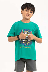 Toddler Boy Green Printed Knit Top TBKT-2210020