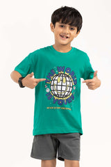 Toddler Boy Green Printed Knit Top TBKT-2210020