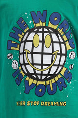 Toddler Boy Green Printed Knit Top TBKT-2210020