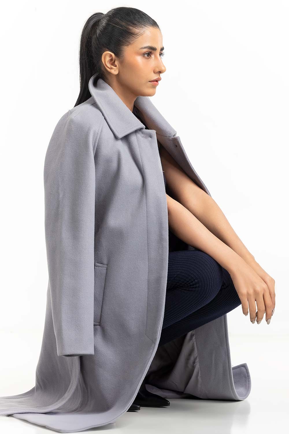 Ash Grey Long Coat 224-210-023