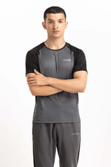 Grey Black Textured Tee AW-TS23-015