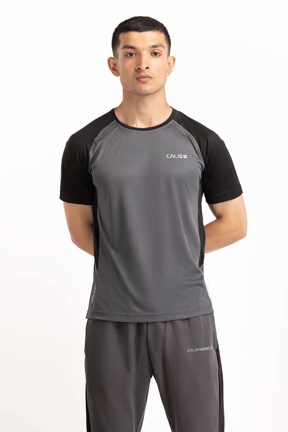 Grey Black Textured Tee AW-TS23-015