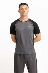 Grey Black Textured Tee AW-TS23-015