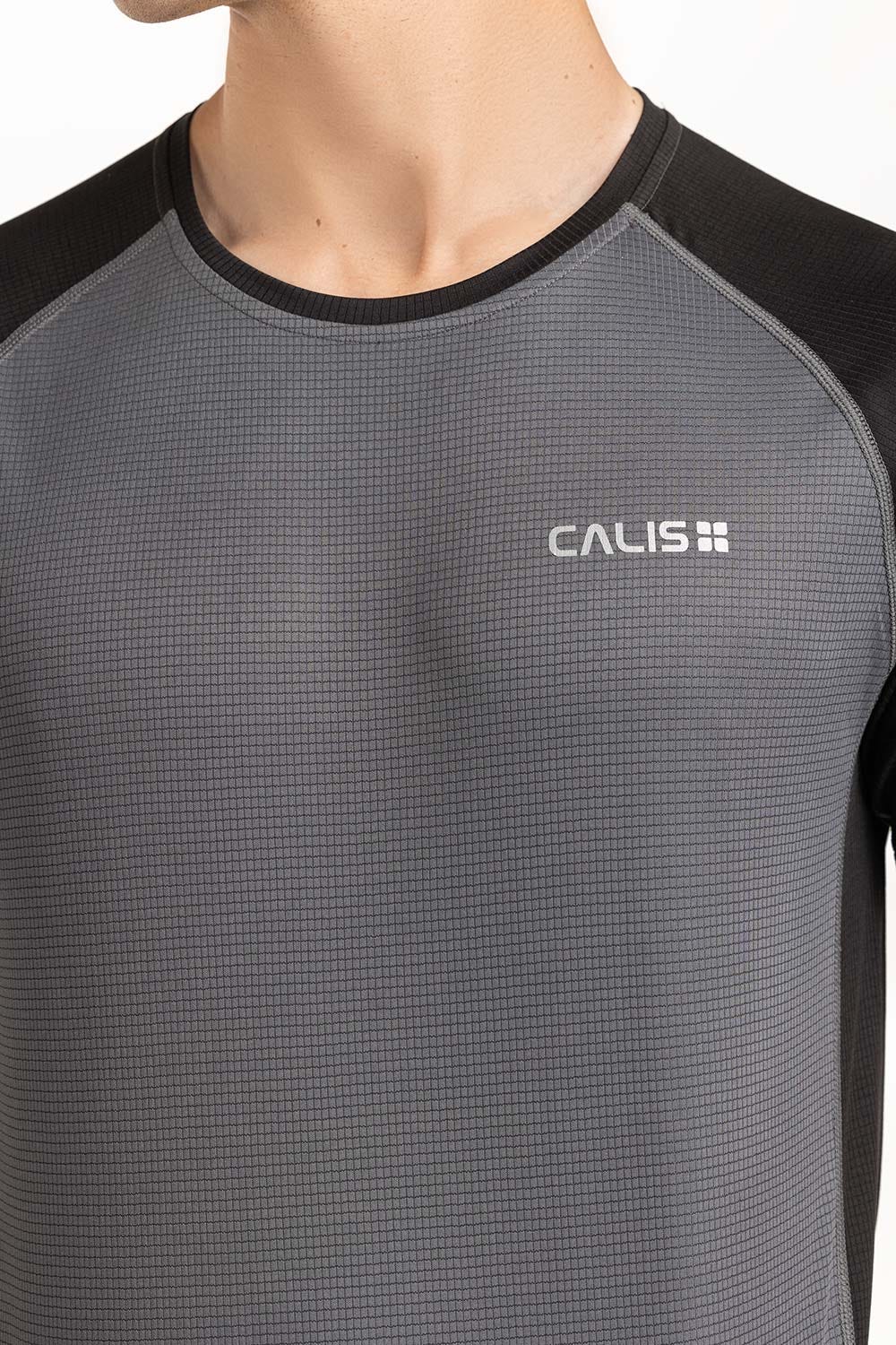 Grey Black Textured Tee AW-TS23-015