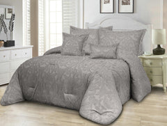 Silver Grey Cutting Flower Comforter Set