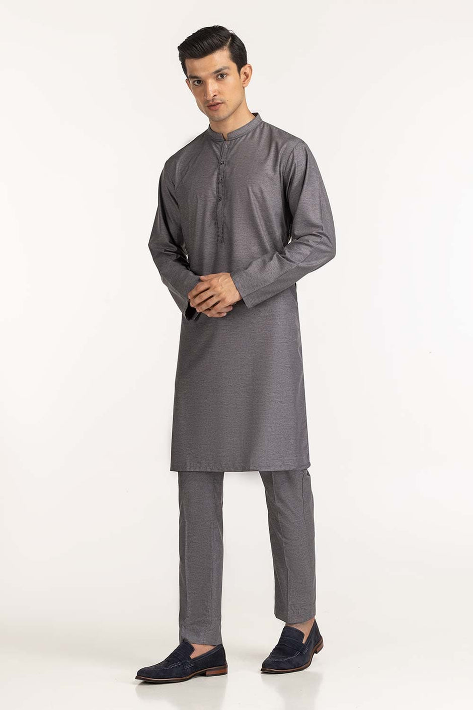 Grey Embroidered Kurta