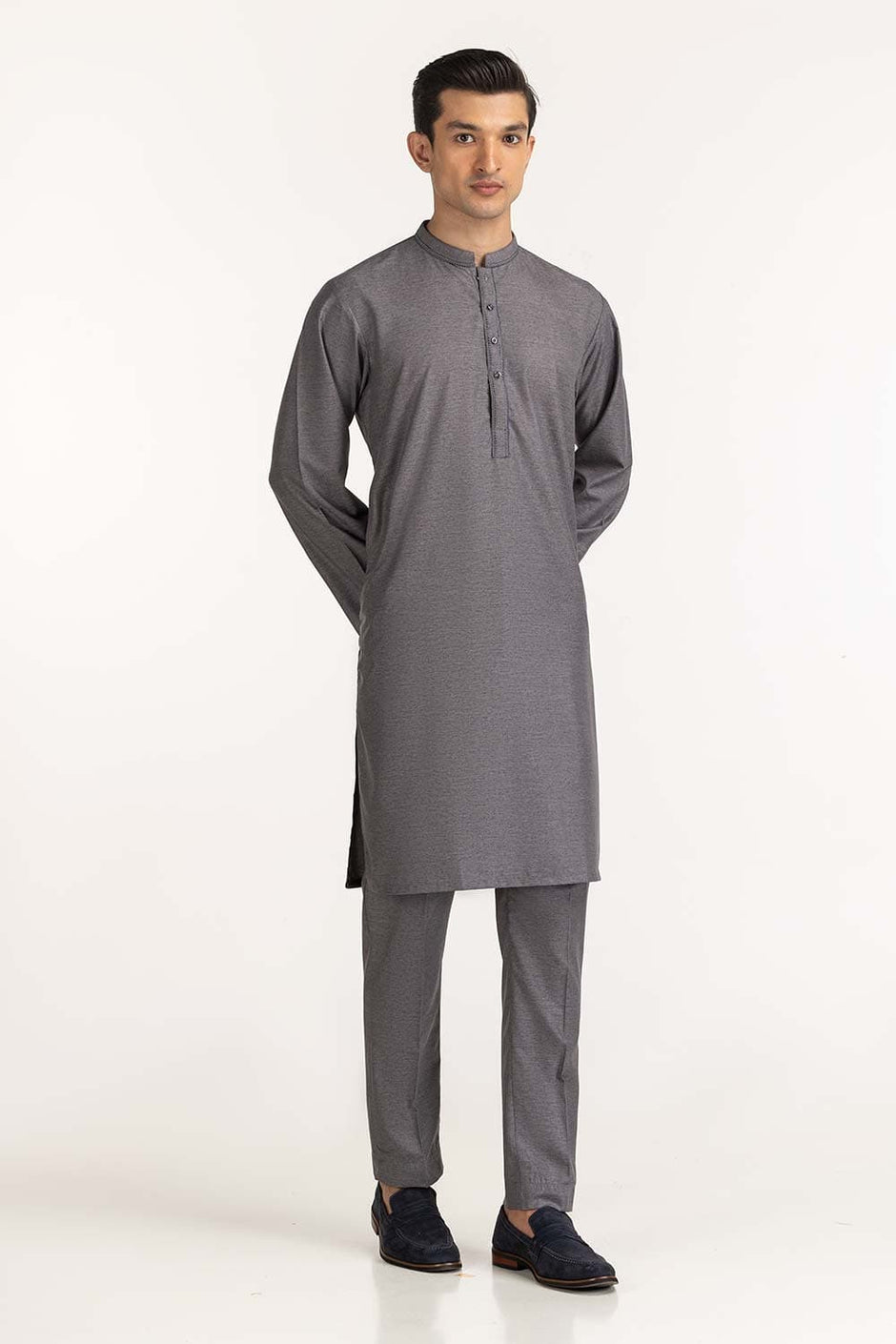 Grey Embroidered Kurta