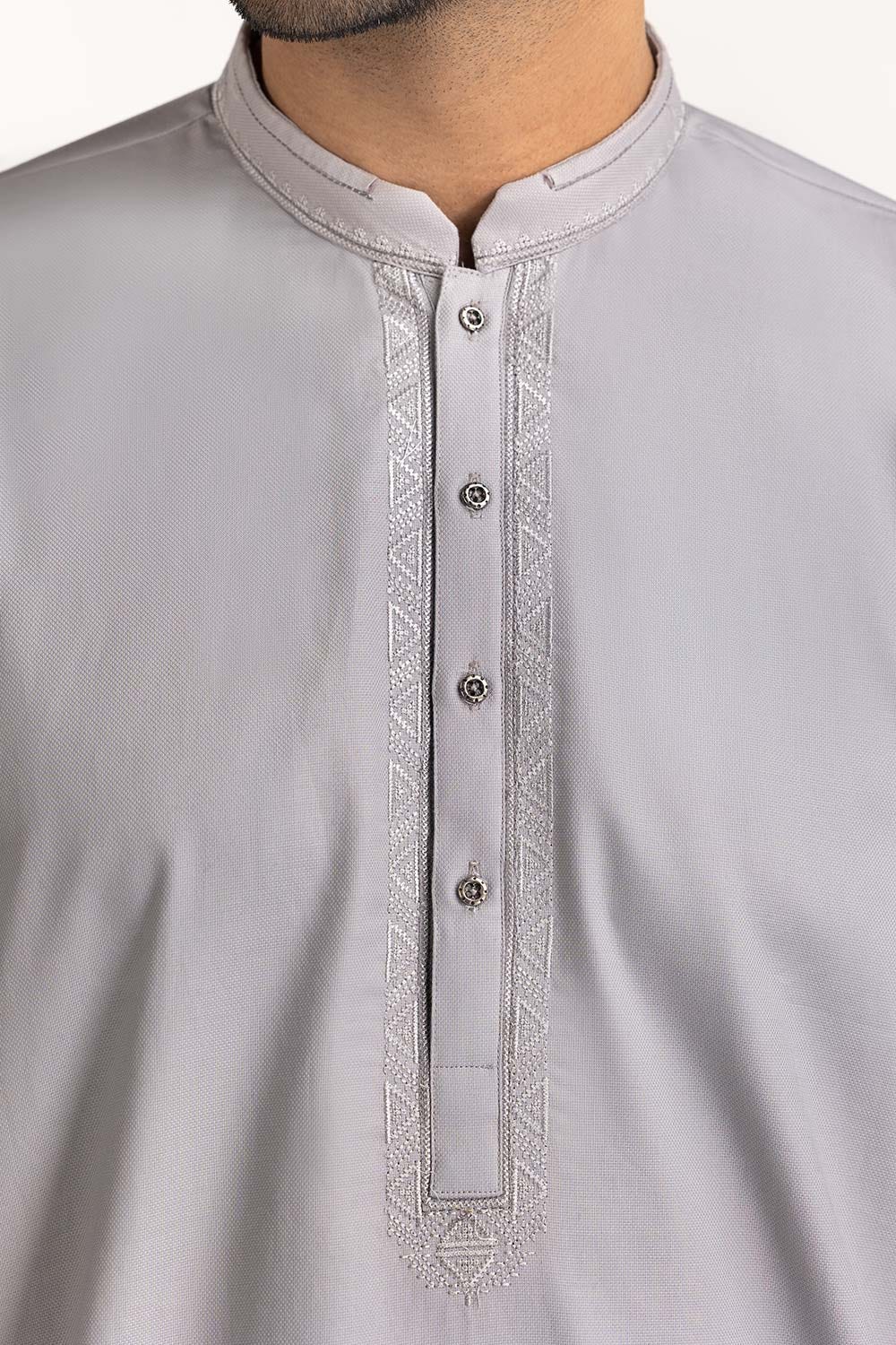 Grey Embroidered Suit