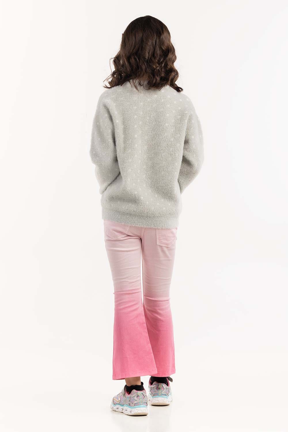 Junior Girl Grey Jacquard Sweater 224-411-043