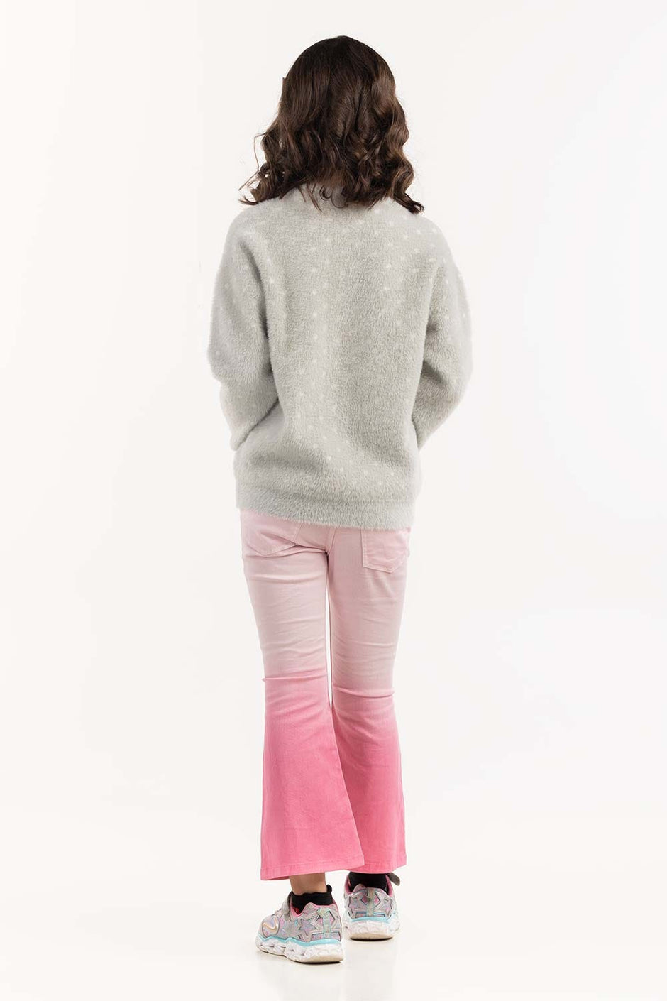 Junior Girl Grey Jacquard Sweater 224-411-043