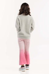 Junior Girl Grey Jacquard Sweater 224-411-043