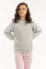 Junior Girl Grey Jacquard Sweater 224-411-043