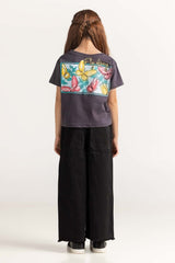 Grey Junior Girl Knit Printed Tee JG-TS-SS24-008