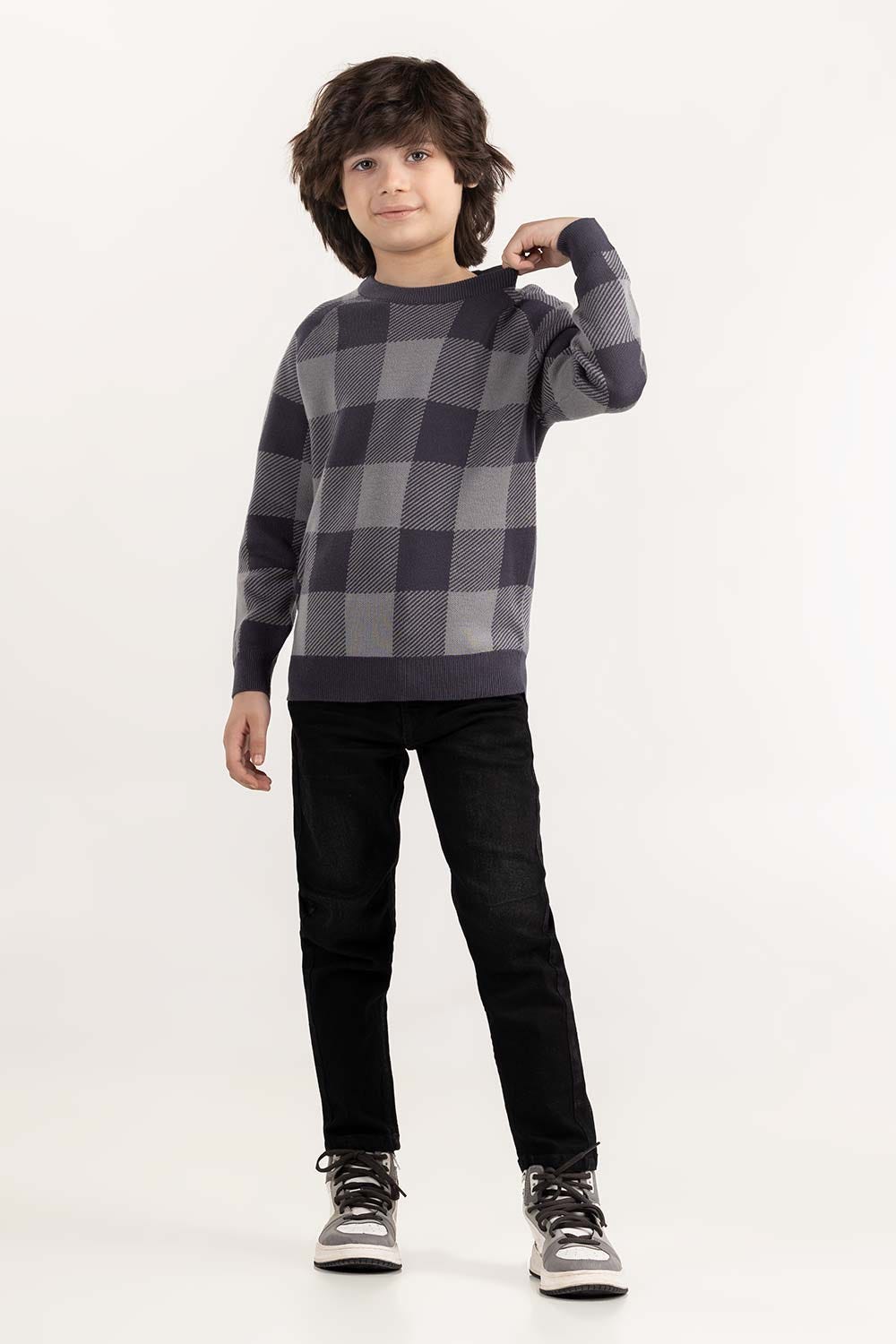Junior Boy Grey Knit Sweater 224-311-002