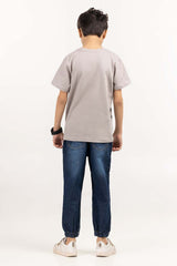 Junior Boy Grey Printed Knit Top JBKT-2210065