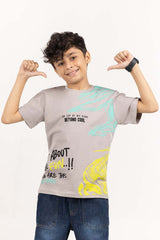 Junior Boy Grey Printed Knit Top JBKT-2210065