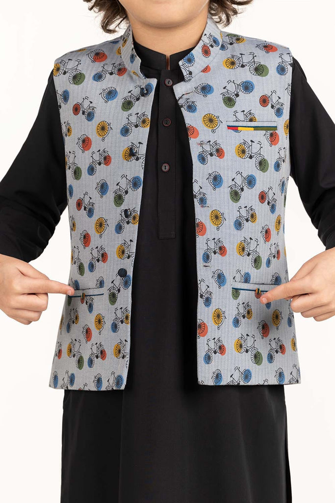 Gul Ahmed Grey Stylized Waist Coat KWC-PD23-006, view 1