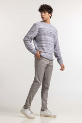 Grey Textured Fashion Sweater MN-SWT-WS23-083