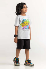 Grey Toddler Boy Knit Printed Tee TB-TS-SS24-012