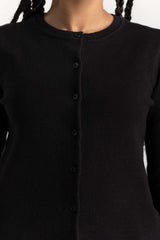 Black Button Down Cardigan 224-211-070