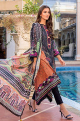 3 Piece Paper Cotton Unstitched Suit With Silk Dupatta SSM-32002